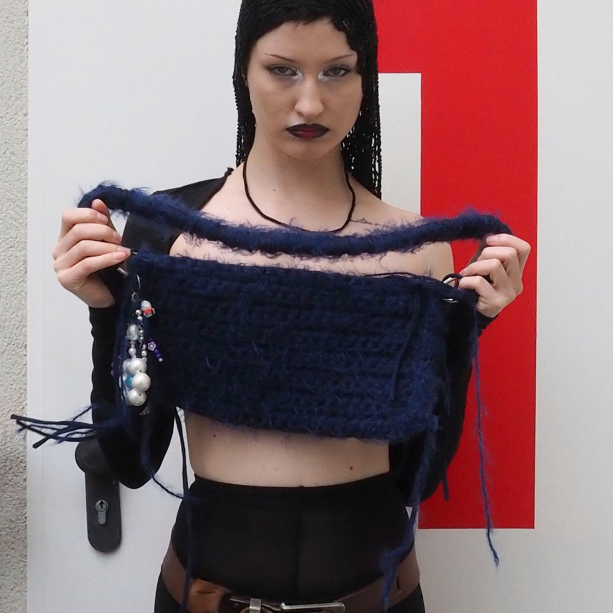 Knitted Navy Bag