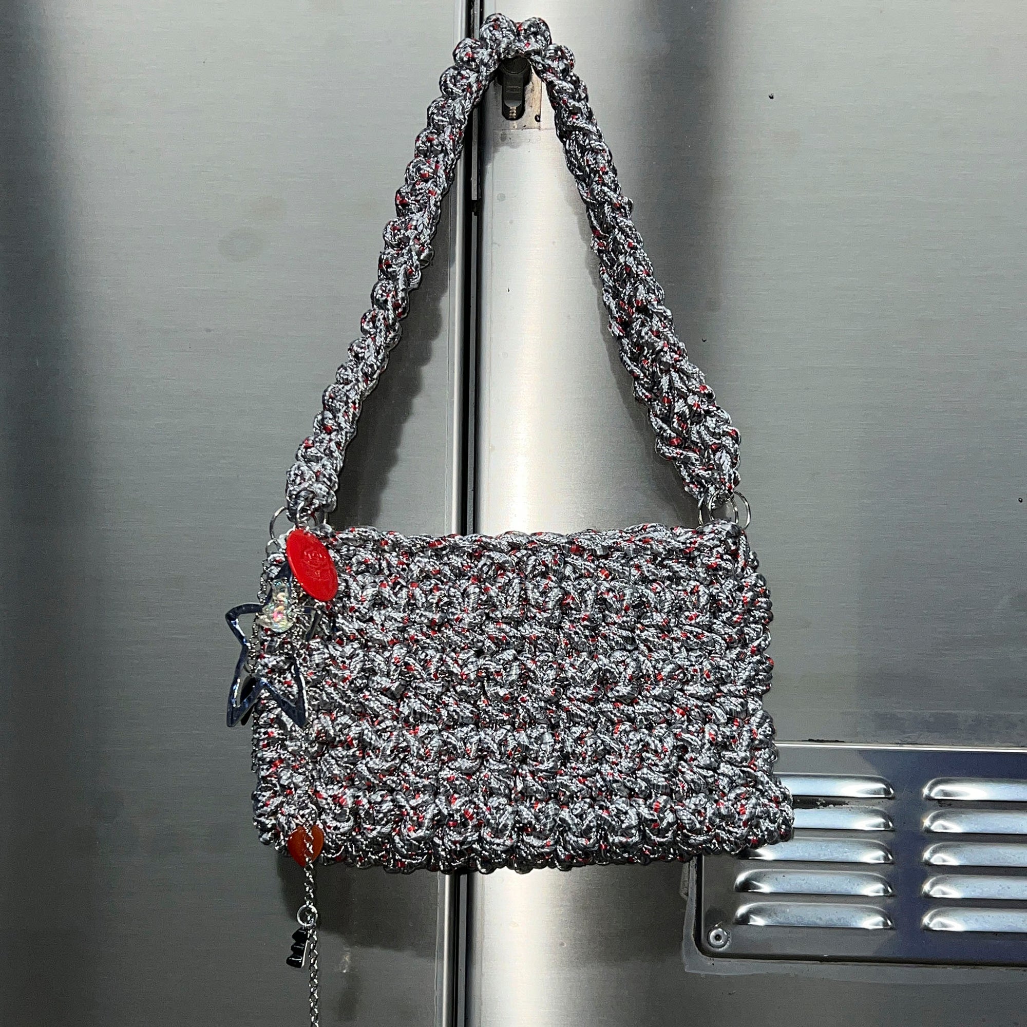 Knitted Silver Bag