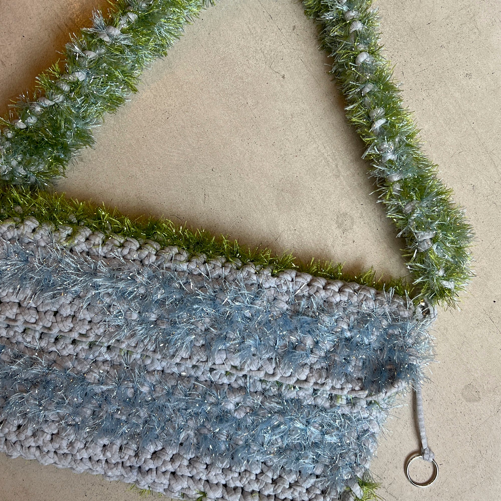 Knitted Light Blue/Green Bag