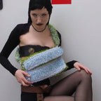 Knitted Light Blue/Green Bag