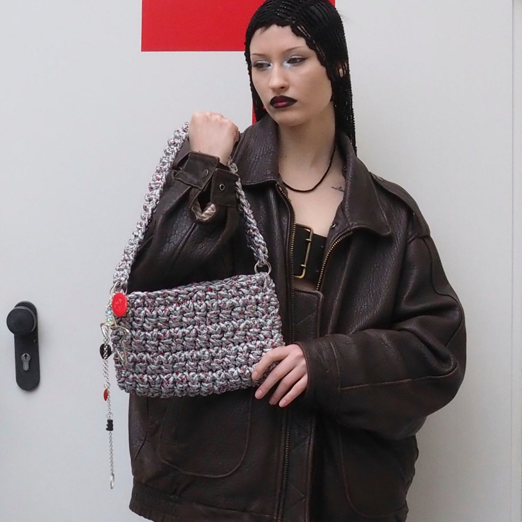 Knitted Silver Bag